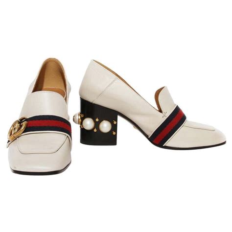 gucci high heeled loafers|gucci pearl loafer.